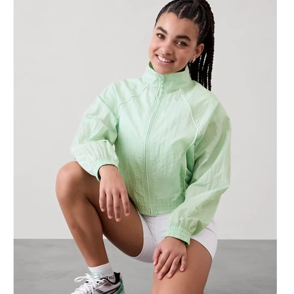 Athleta Girl Daybreak Jacket Girls Size‎ M 8-10 Sea Salt Green NWT Windbreaker